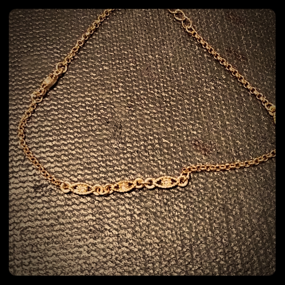 Gold chain anklet w/ CZ embellishments